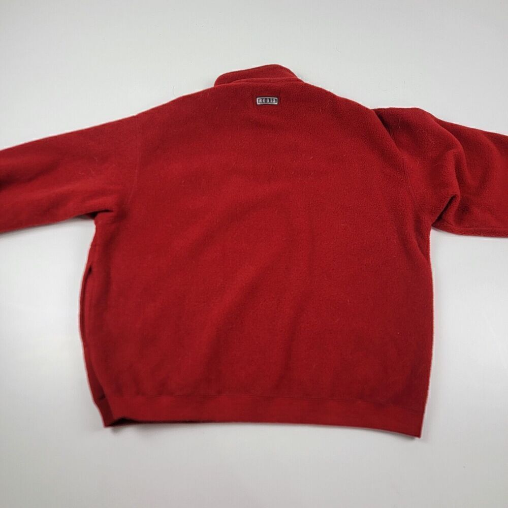 Roots Athletics Fleece Jacket Mens‎ Sz Large Red half Zip Canada 25 Years Winter - Picture 9 of 11